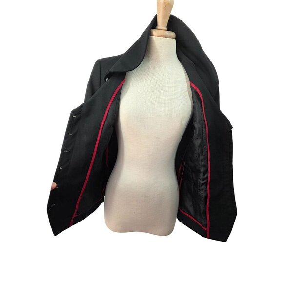 Millard Fillmore MF-13 Y2K Black Blazer Jacket Hers Sz M/L Ruffle Lapel Peplum - Picture 10 of 10